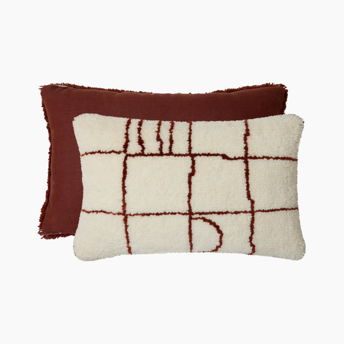HK Living Rectangle Cushion Burnt Umber Knitted Wool
