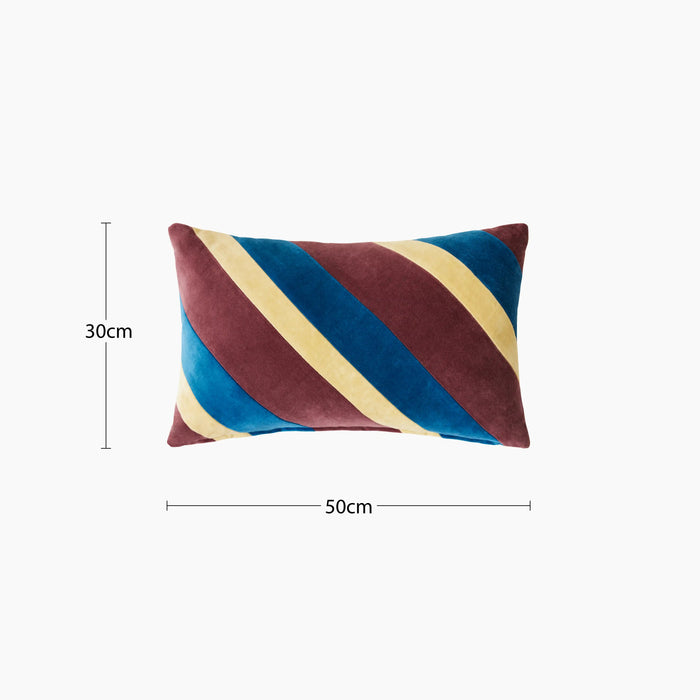 HK Living Rectangle Cushion Burgundy Striped Velvet