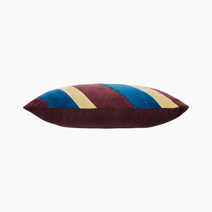 HK Living Rectangle Cushion Burgundy Striped Velvet