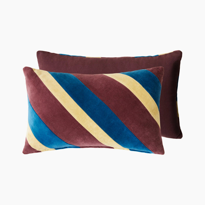 HK Living Rectangle Cushion Burgundy Striped Velvet