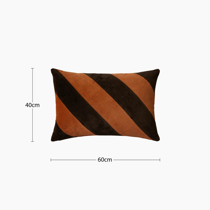 HK Living Rectangle Cushion Orange Striped Velvet