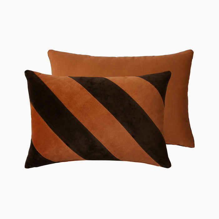 HK Living Rectangle Cushion Orange Striped Velvet