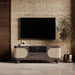 Una 2 Door Wooden TV Stand | Walnut & Natural Cane