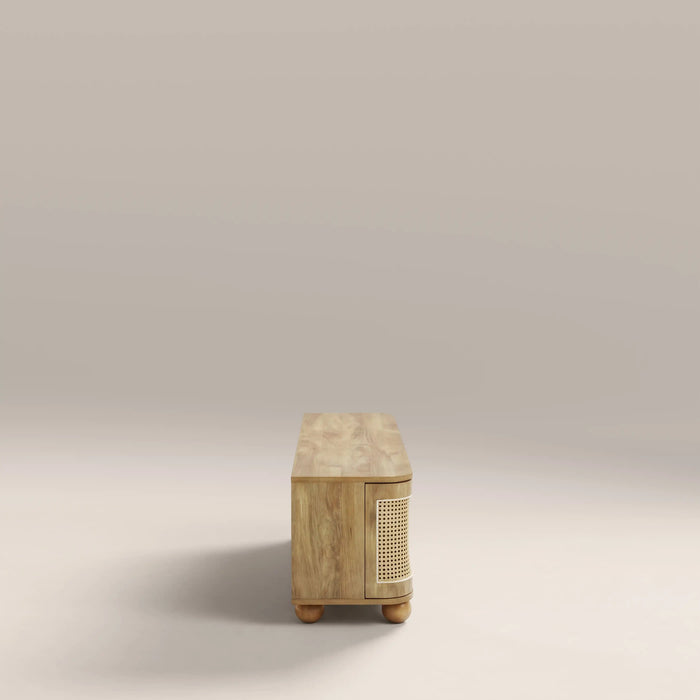 Una 2 Door Wooden TV Stand Oak & Natural Cane