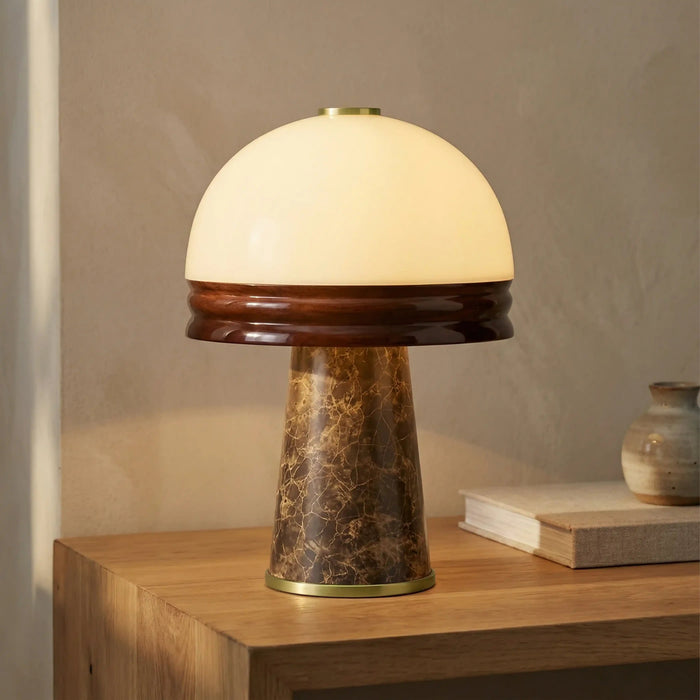 Wanda Table Lamp Opal Glass & Chocolate Brown Marble