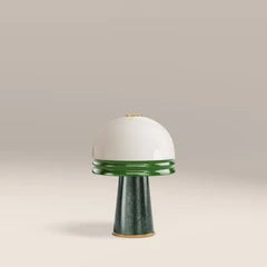 Wanda Table Lamp | Opal Glass & Dark Green Marble