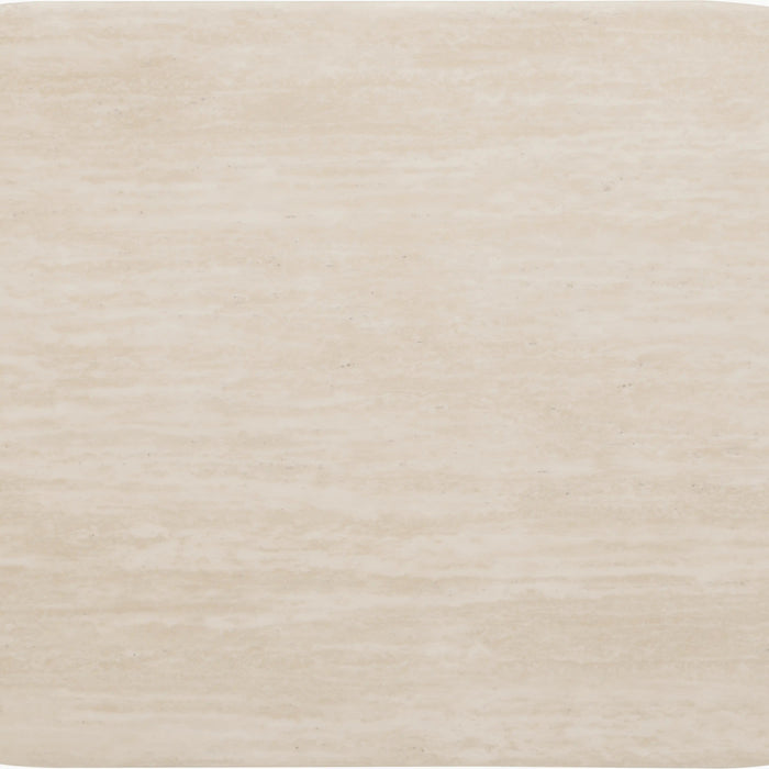 Oxborough Oval Coffee Table Natural Travertine Effect Sintered Stone & Walnut