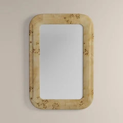 Maida Rectangle Wall Mirror, 120 x 80 cm | Natural Burl Wood