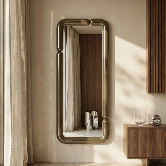 Alana Rectangle Full Length Mirror, 160 x 60 cm | High Gloss Clay Green
