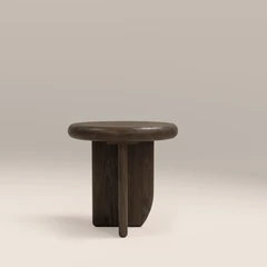 Aliza Round Wooden Side Table | Dark Walnut