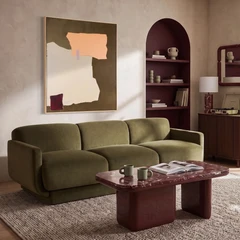 Connick 3 Seater Sofa | Moss Green Sustainable Mohair Velvet