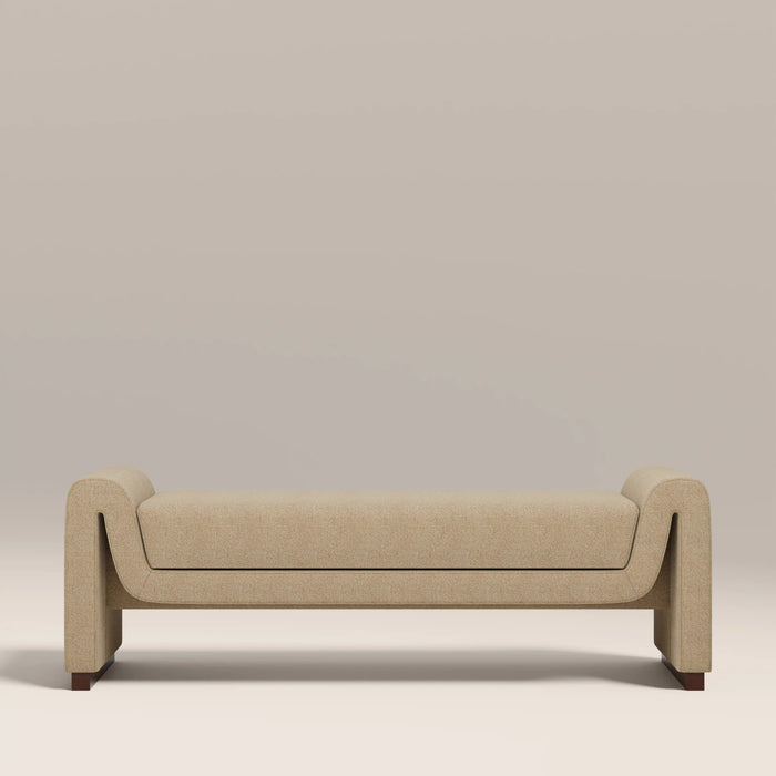 Bennett 3 Seater Bench Speckled Latte Boucle & Walnut