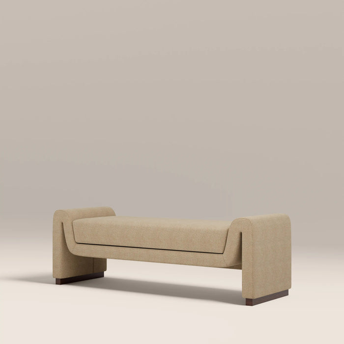 Bennett 3 Seater Bench Speckled Latte Boucle & Walnut