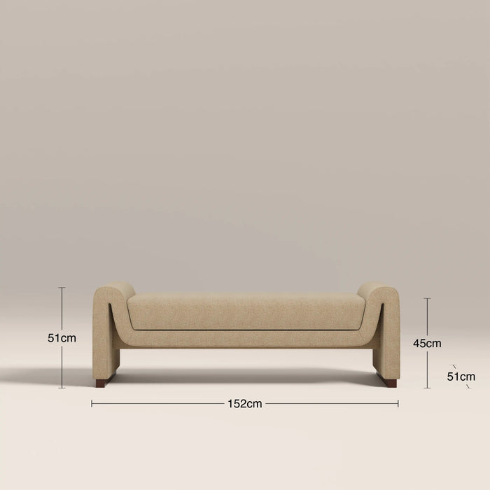 Bennett 3 Seater Bench Speckled Latte Boucle & Walnut