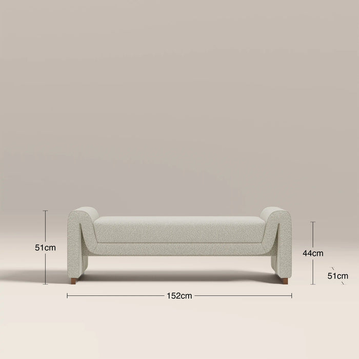 Bennett 3 Seater Bench Speckled Stone Sustainable Boucle & Walnut