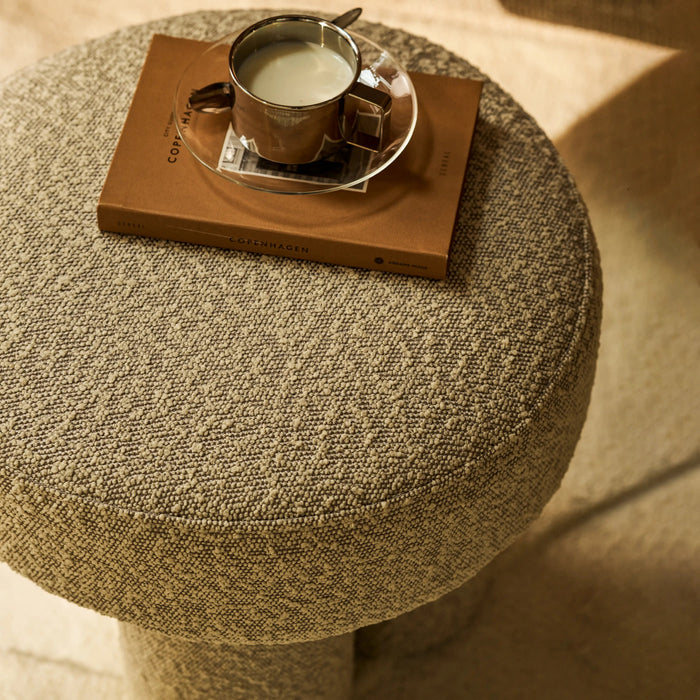 Ayla Pouffe Speckled Stone Sustainable Boucle