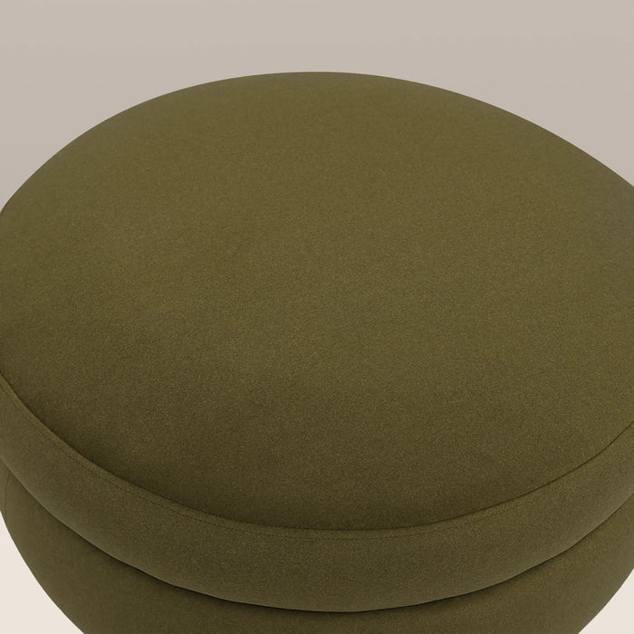 Hazel Footstool Moss Green Sustainable Mohair Velvet & Natural