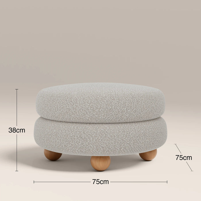 Hazel Footstool Speckled Stone Sustainable Boucle & Walnut