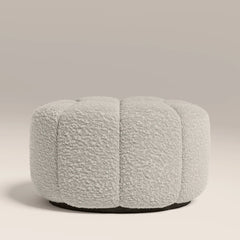 Ivy Footstool | Speckled Stone Sustainable Boucle & Walnut