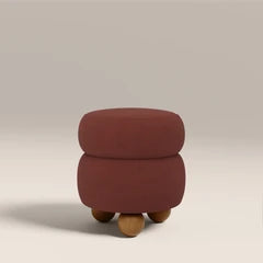 Hazel Pouffe | Rust Red Sustainable Velvet & Walnut