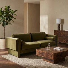 Ava 3 Seater Sofa | Moss Green Sustainable Mohair Velvet