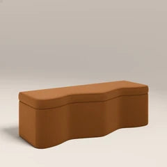 Ivan Storage Ottoman | Caramel Brown Sustainable Mohair Velvet