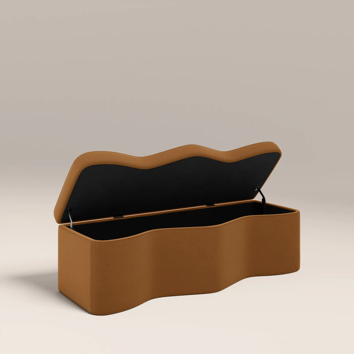 Ivan Storage Ottoman Caramel Brown Sustainable Mohair Velvet