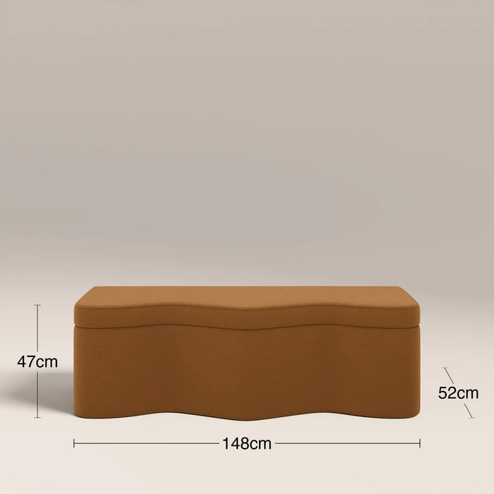 Ivan Storage Ottoman Caramel Brown Sustainable Mohair Velvet