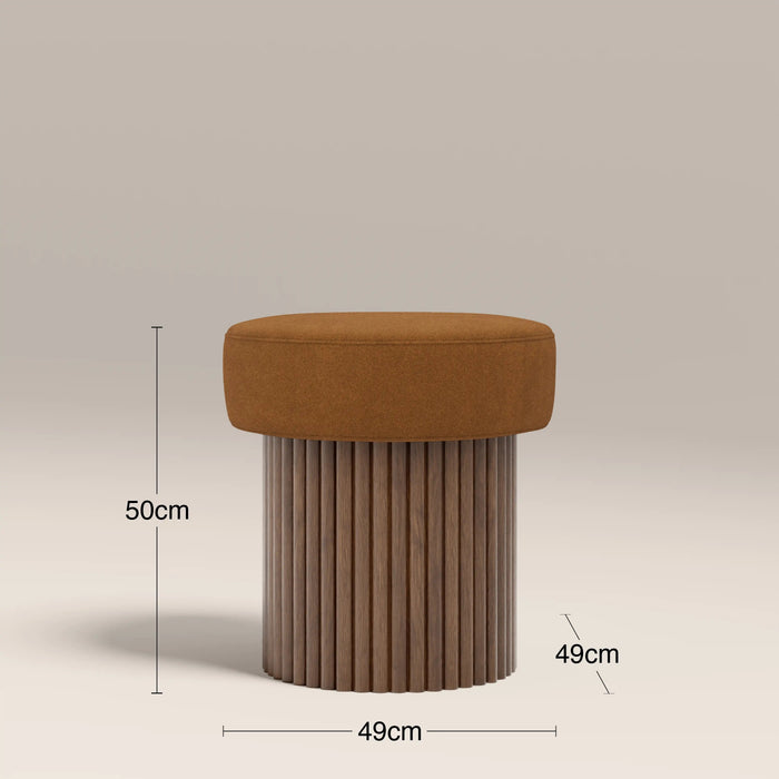 Alexis Storage Pouffe Caramel Brown Sustainable Mohair Velvet & Walnut