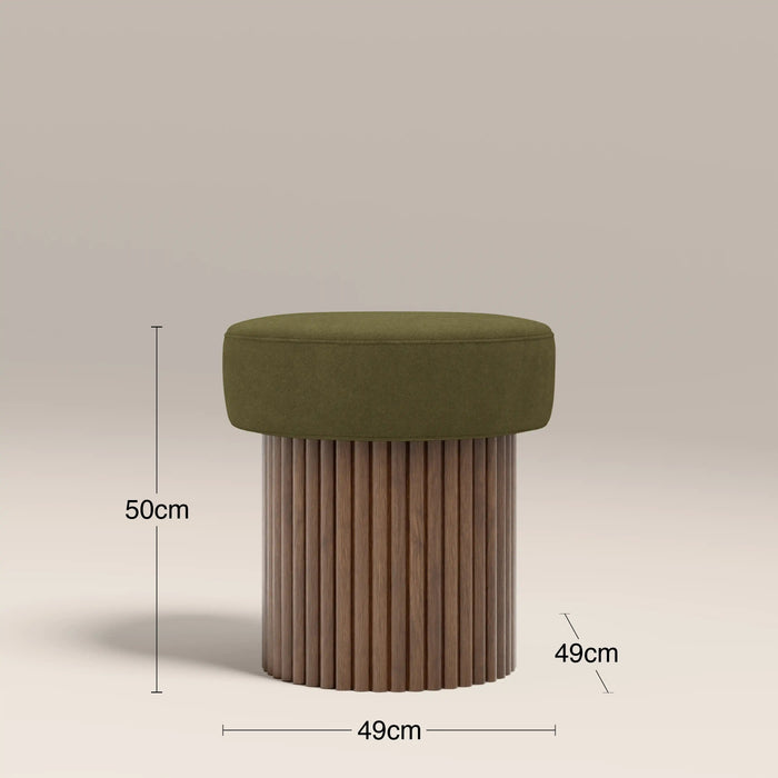 Alexis Storage Pouffe Moss Green Sustainable Mohair Velvet & Walnut