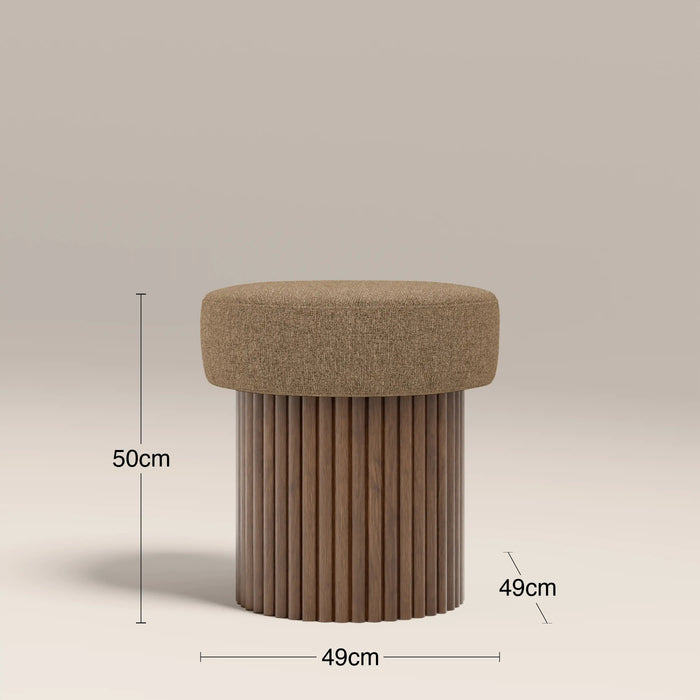 Alexis Storage Pouffe Speckled Cappuccino Boucle & Walnut