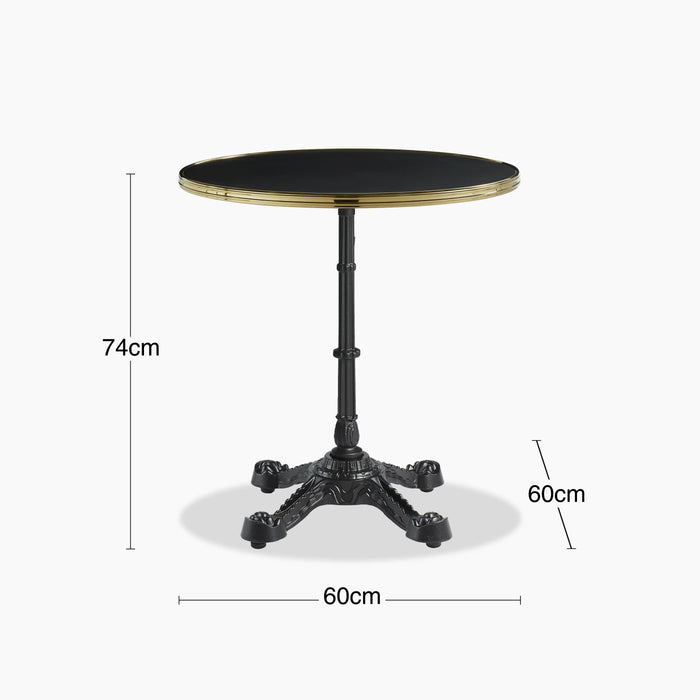 Parisian Style Flat Auto-Adjust Dining Table Black & Brass