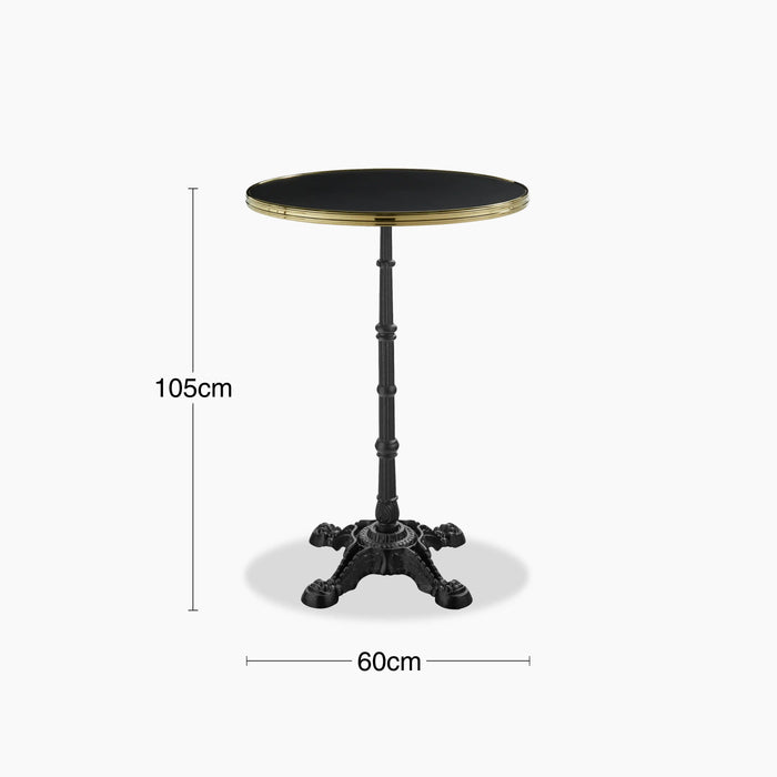 Parisian Style Flat Auto-Adjust Bar Table Black & Brass