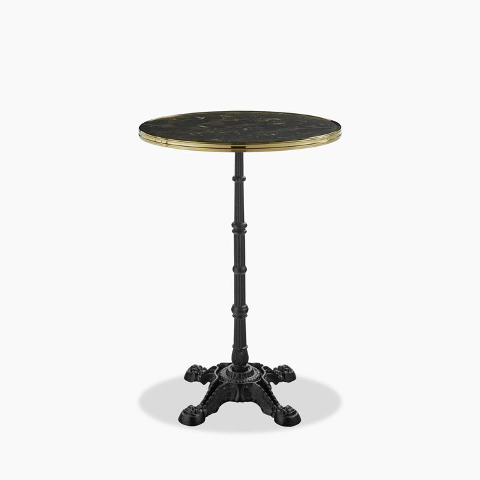 Parisian Style Flat Auto-Adjust Bar Table Brown Marble & Brass