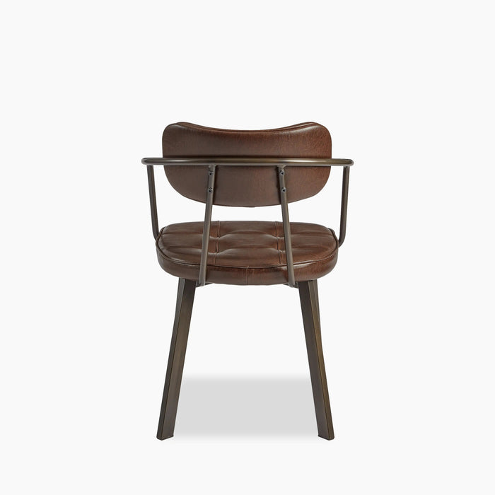 Algora Carver Dining Chair Vintage Brown Faux Leather & Gunmetal