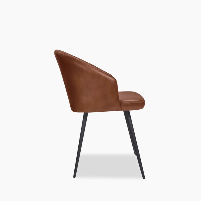 Argyle Carver Dining Chair Bruciato Tan Faux Leather & Black