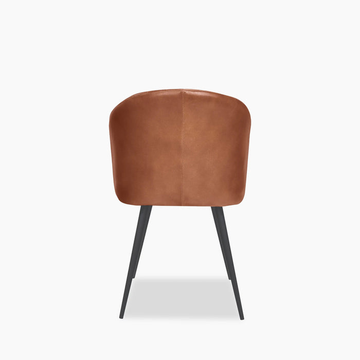 Argyle Carver Dining Chair Bruciato Tan Faux Leather & Black