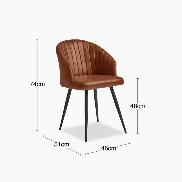 Argyle Carver Dining Chair Bruciato Tan Faux Leather & Black
