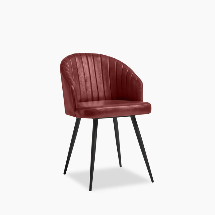 Argyle Carver Dining Chair Vintage Red Faux Leather & Black