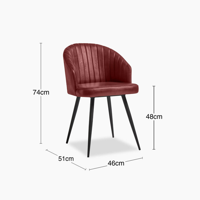 Argyle Carver Dining Chair Vintage Red Faux Leather & Black