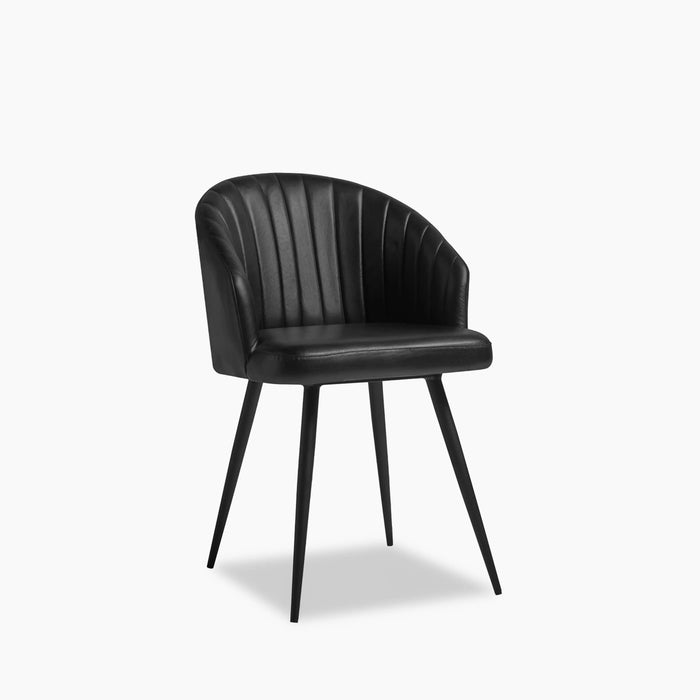 Argyle Carver Dining Chair Vintage Black Faux Leather & Black