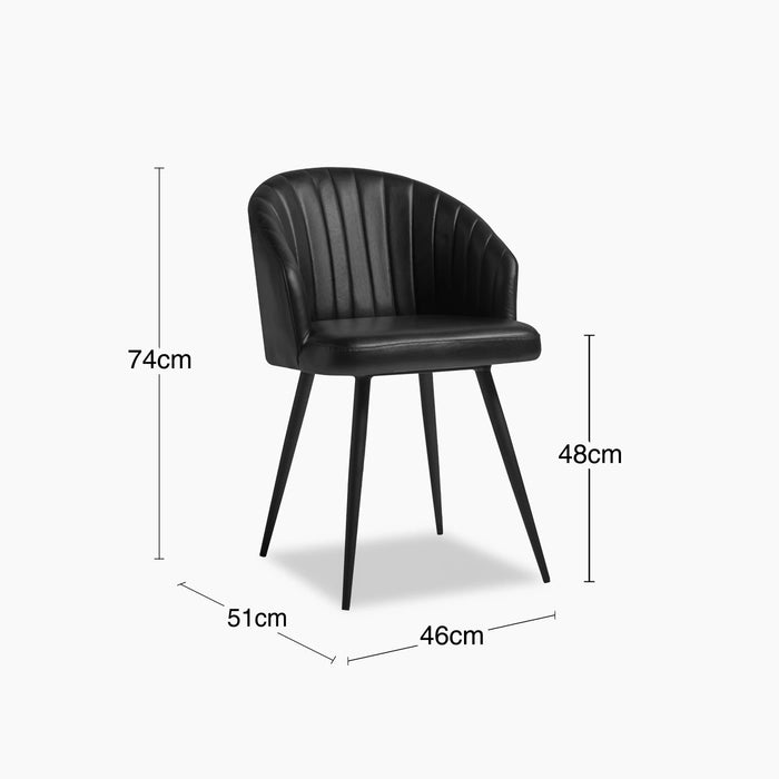 Argyle Carver Dining Chair Vintage Black Faux Leather & Black