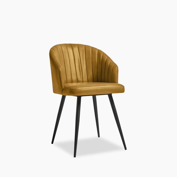 Argyle Carver Dining Chair Vintage Gold Faux Leather & Black