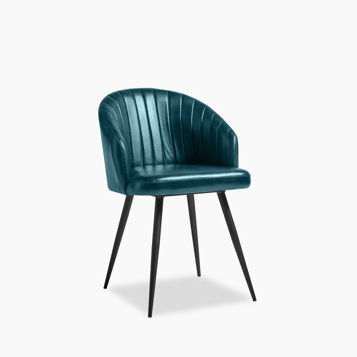 Argyle Carver Dining Chair Vintage Blue Faux Leather & Black