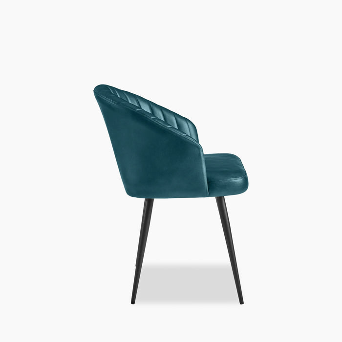 Argyle Carver Dining Chair Vintage Blue Faux Leather & Black