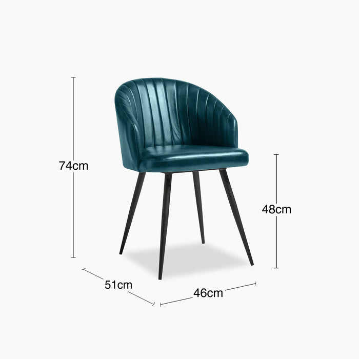 Argyle Carver Dining Chair Vintage Blue Faux Leather & Black