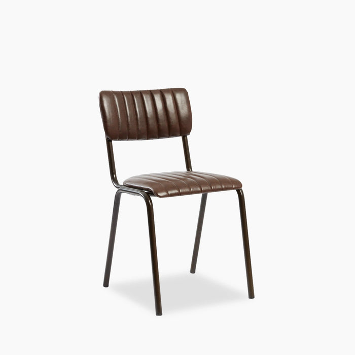 Gibson Stackable Dining Chair Vintage Brown Faux Leather & Black