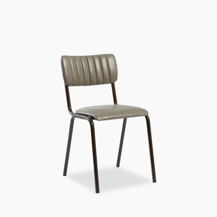 Gibson Stackable Dining Chair Vintage Dark Grey Faux Leather & Black