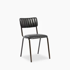 Gibson Stackable Dining Chair | Vintage Black Faux Leather & Black