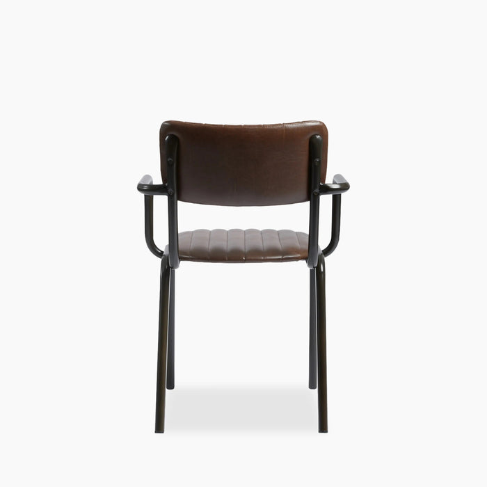 Gibson Stackable Carver Dining Chair Vintage Brown Faux Leather & Black